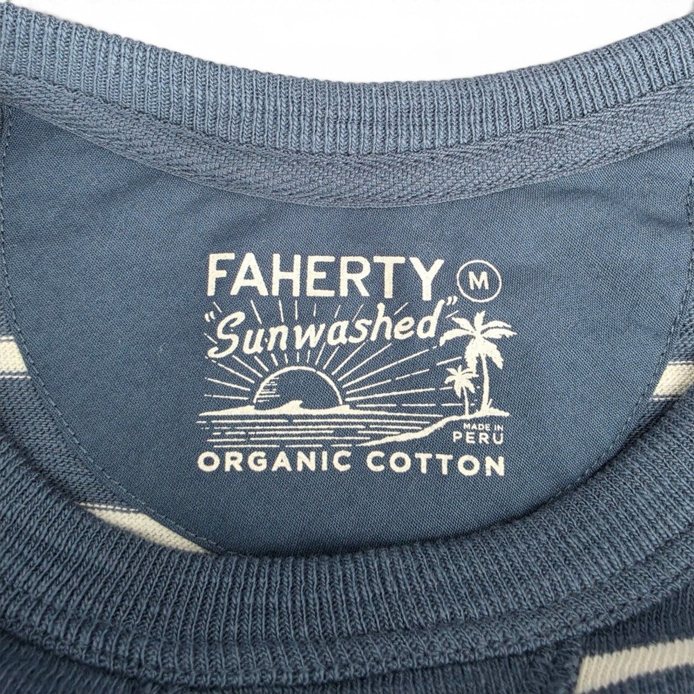 Faherty Sunwashed Stripe Organic Cotton Long Sleeve Shirt Men's Medium NWOT - Picture 4 of 7
